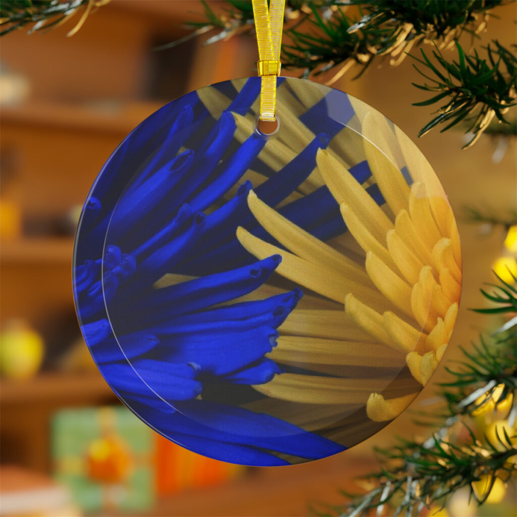 glass ornaments “Blue-yellow flowers”