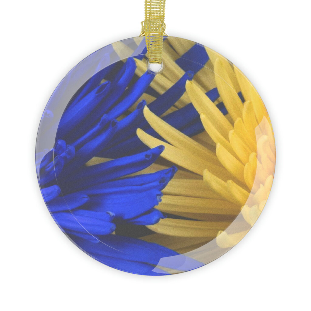 glass ornaments “Blue-yellow flowers”