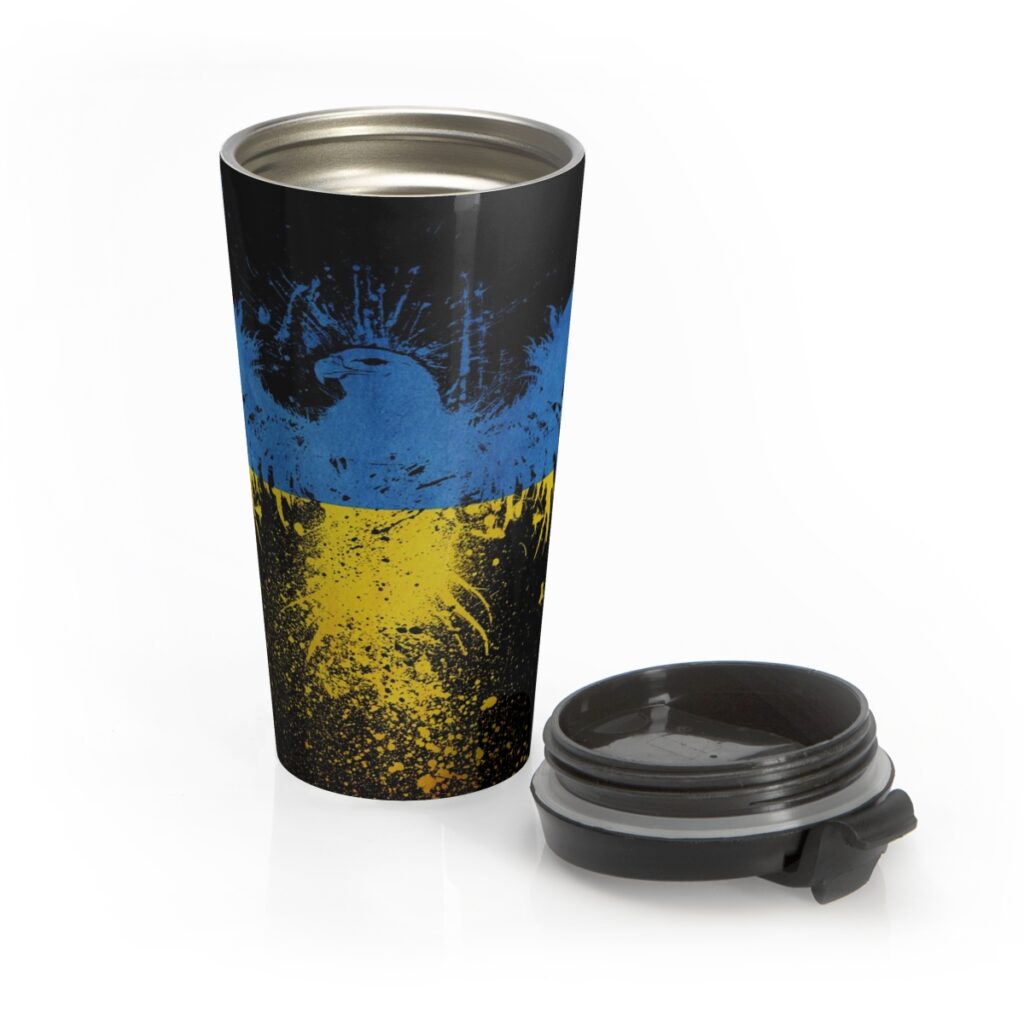 stainless steel travel mug “Blue and Yellow Bird”