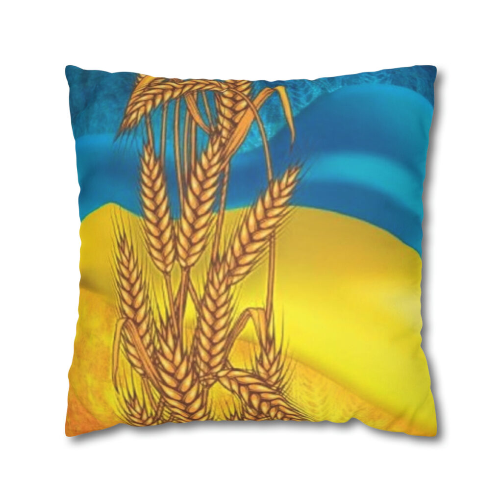 faux suede square pillow case “Ukrainian wheat”