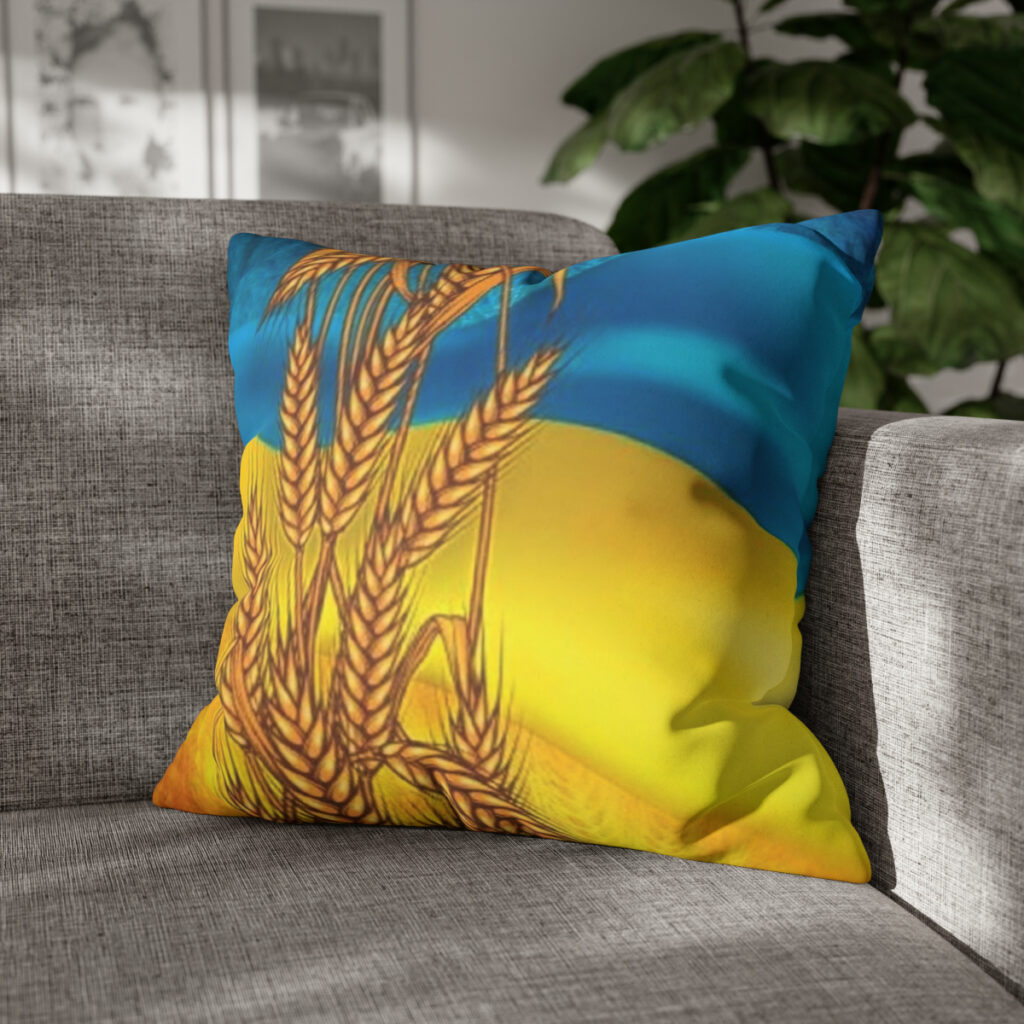 faux suede square pillow case “Ukrainian wheat”