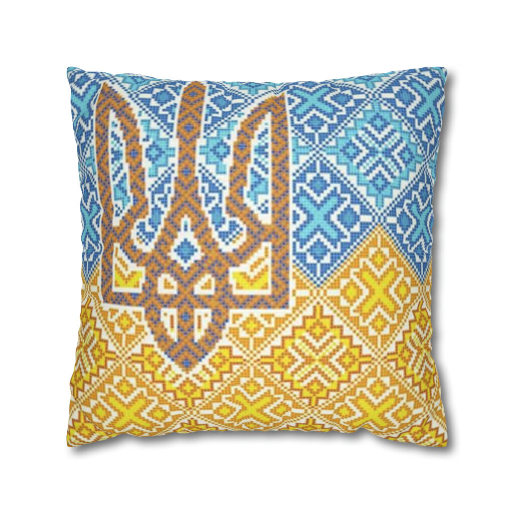 faux suede square pillow case “Ukrainian Coat of Arms”