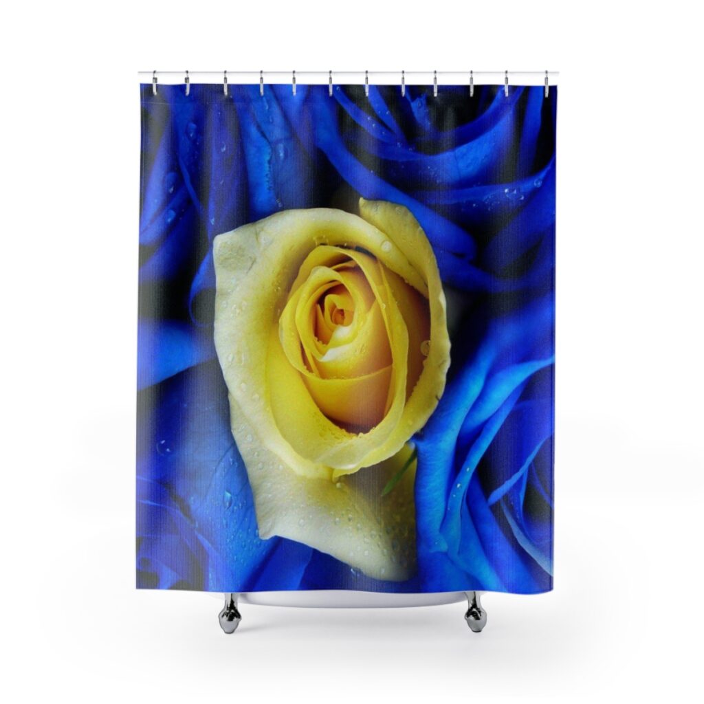 shower curtains “Blue-yellow roses”