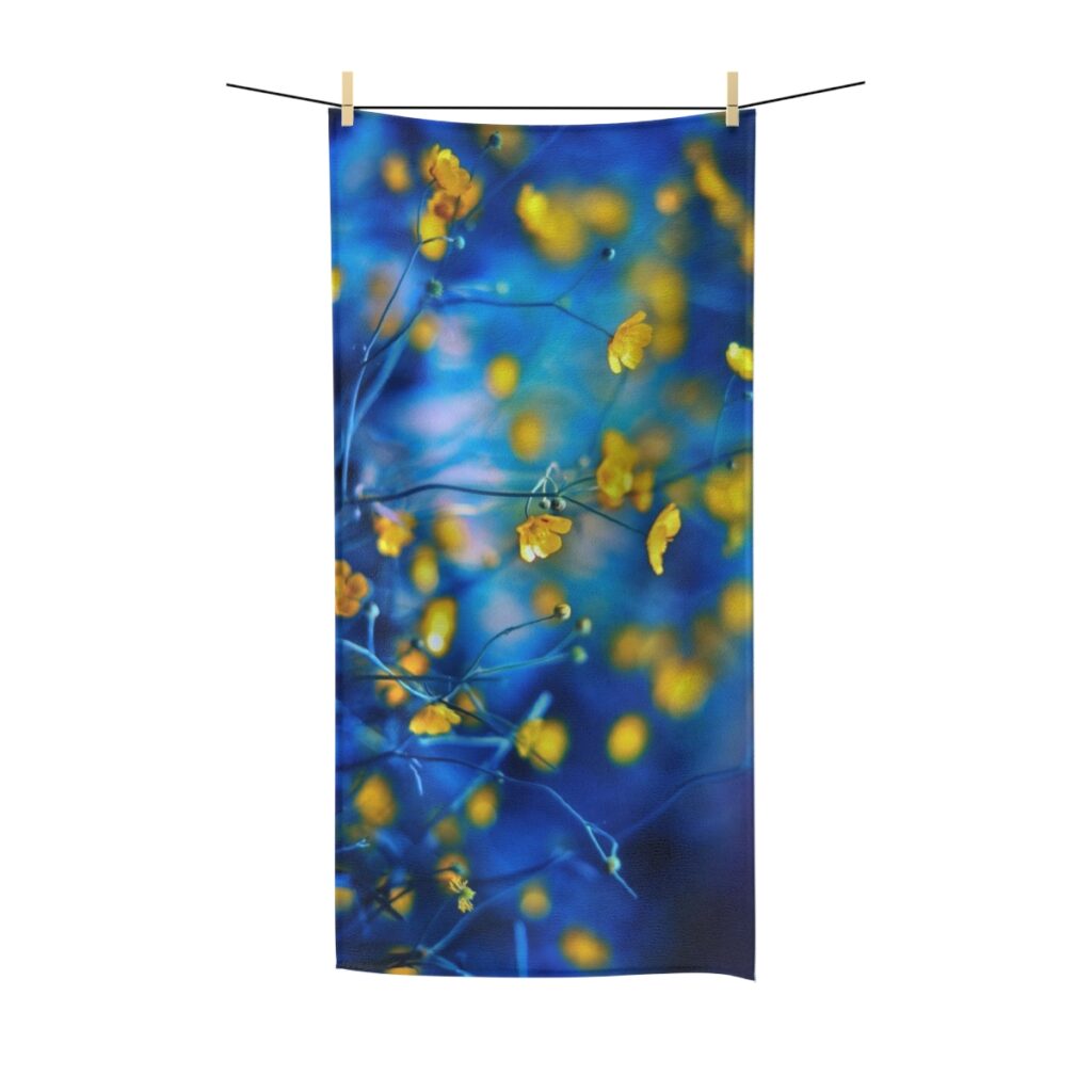 polycotton towel “Blue-yellow flowers”