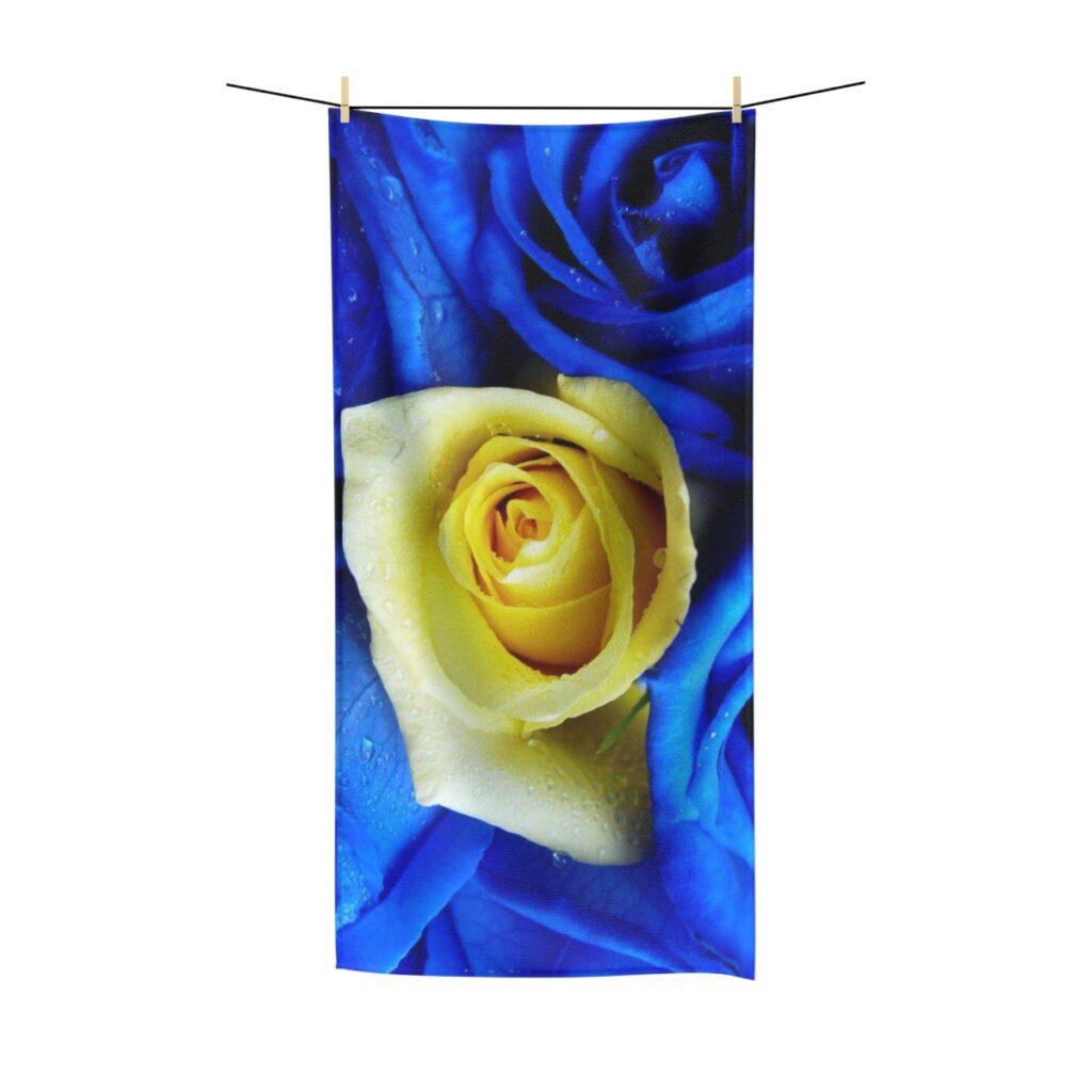 polycotton towel “Blue-yellow roses”