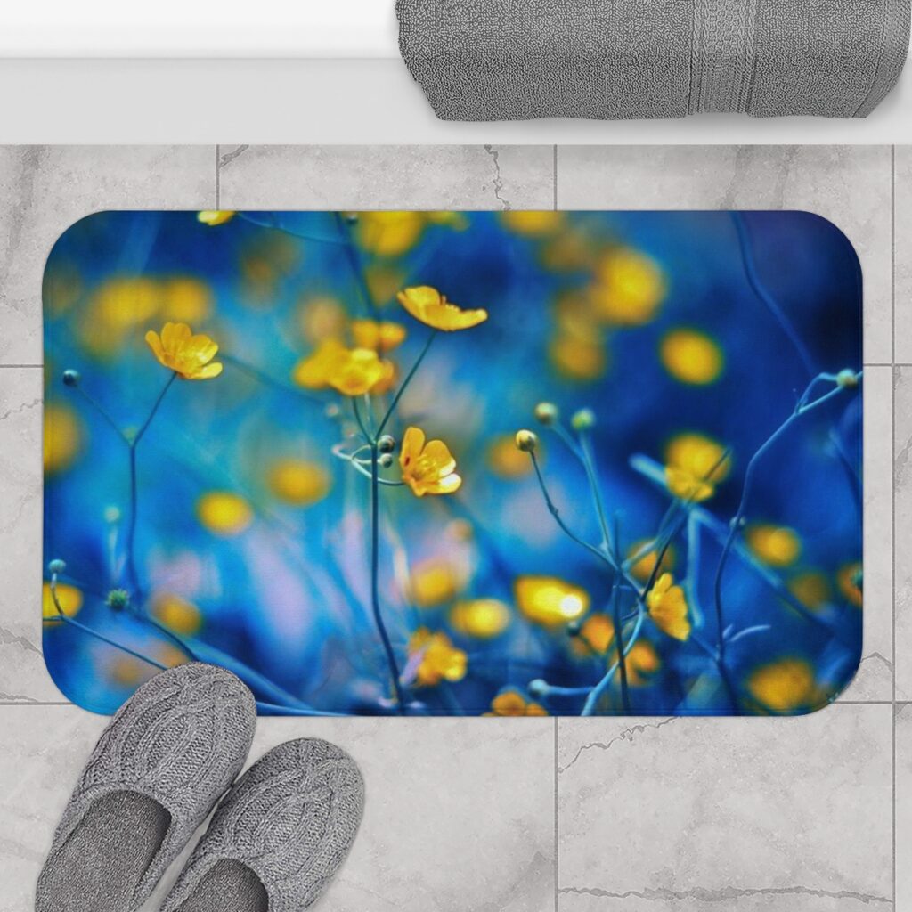 bath mat “Blue-yellow flowers”