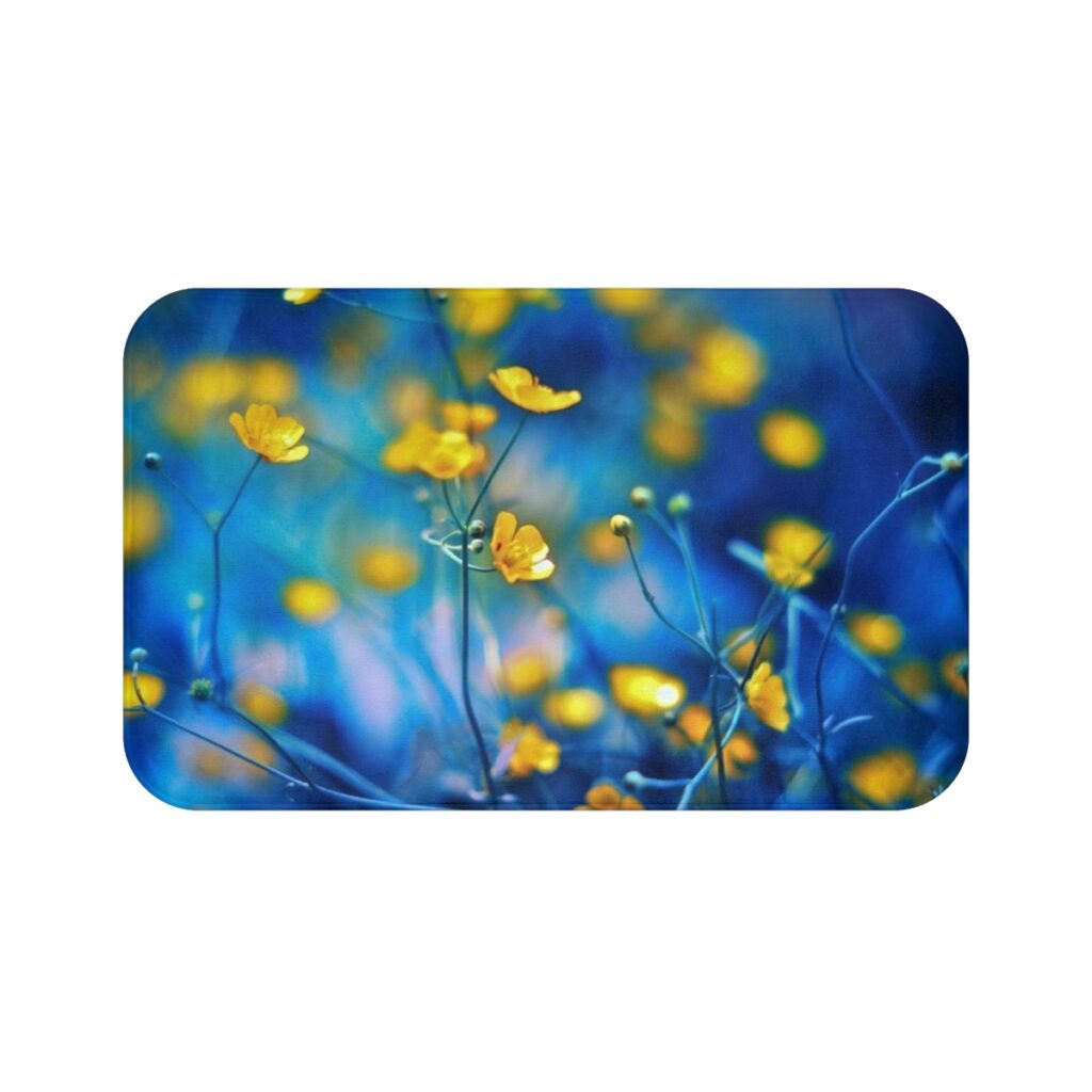 bath mat “Blue-yellow flowers”