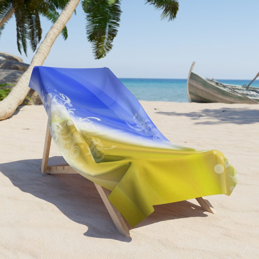 beach towel “Blue and yellow graphics”