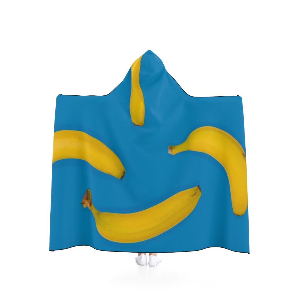 hooded blanket “Blue and Yellow Bananas”