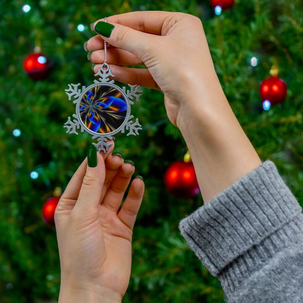 pewter snowflake ornament “Ukrainian abstraction”