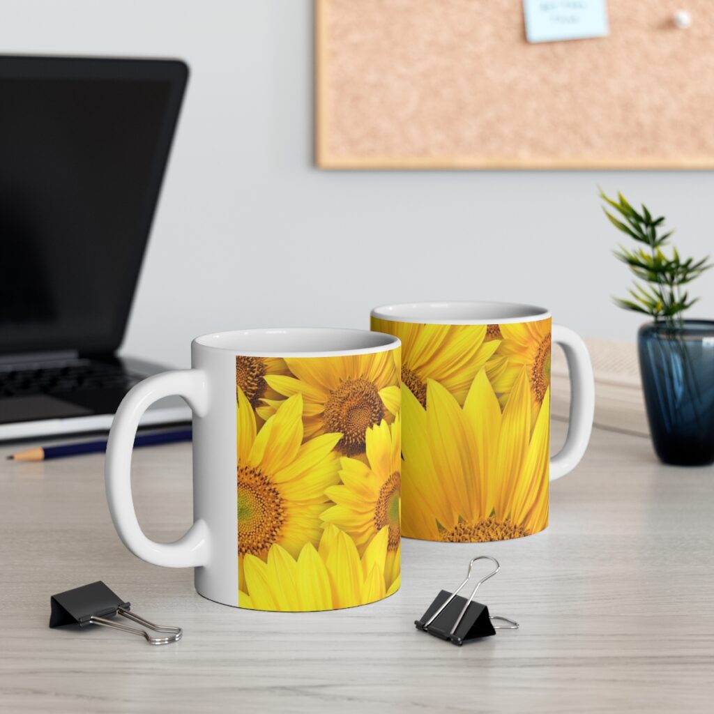 white mug “Ukrainian sunflowers”