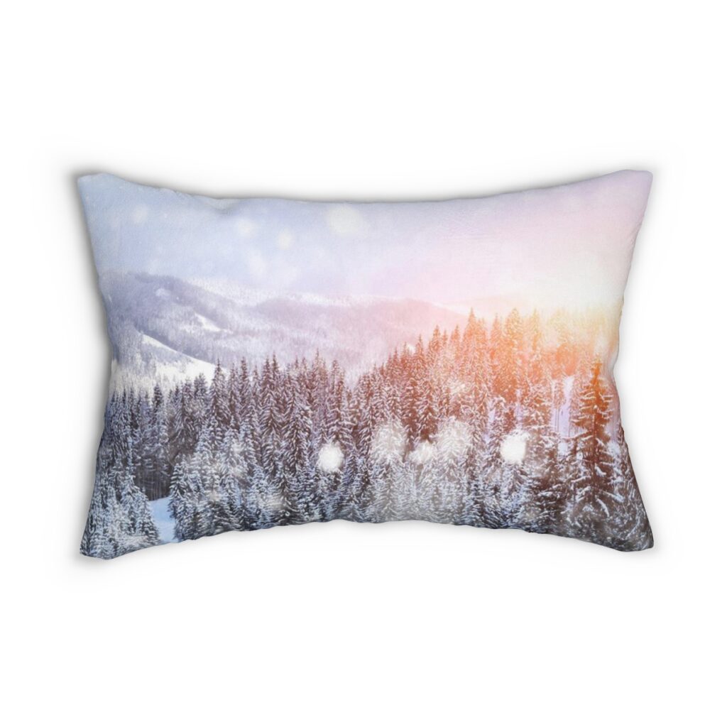 spun polyester lumbar pillow “Winter Carpathians”