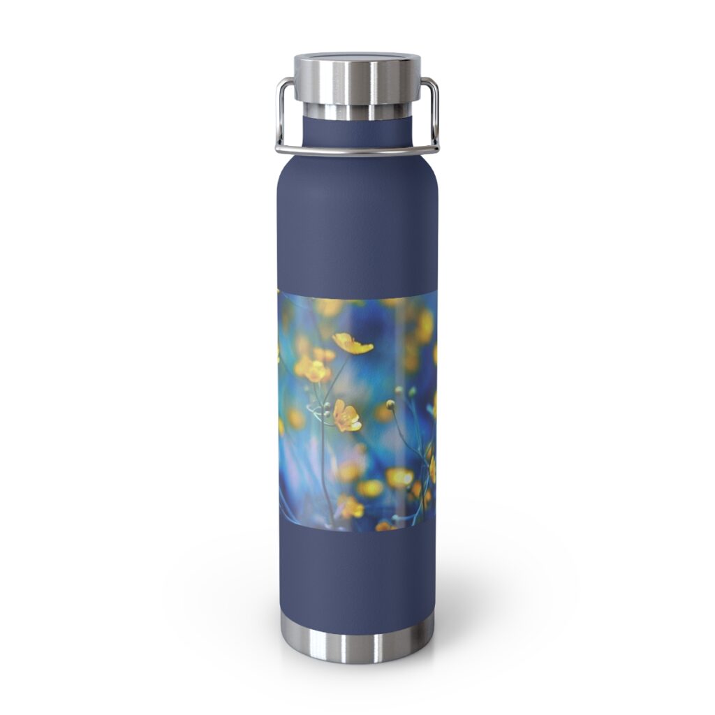 copper vacuum insulated bottle “blue-yellow flowers”