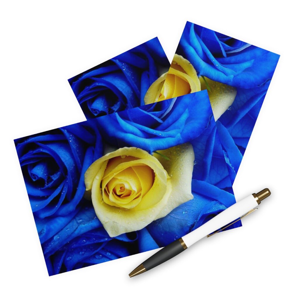 greeting cards “Blue-yellow roses”