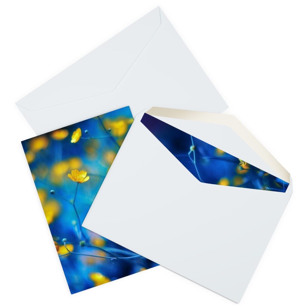 greeting cards “Blue-yellow flowers”