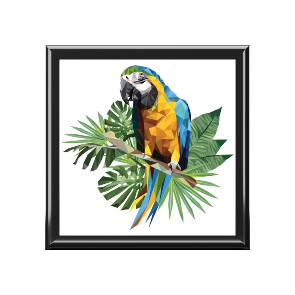 jewelry box “Blue and yellow parrot”