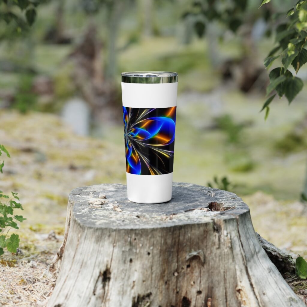 copper vacuum insulated tumbler “Blue-yellow abstraction”