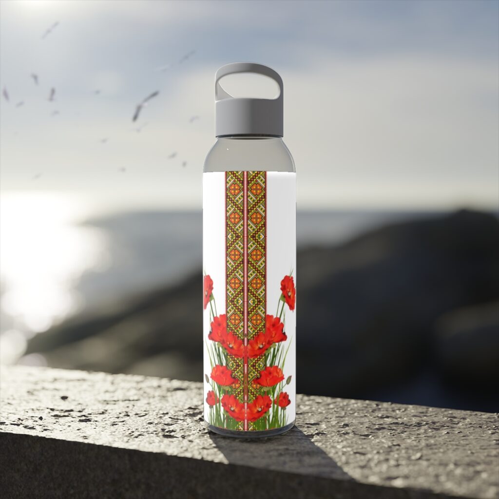 sky water bottle “Ukrainian poppies”