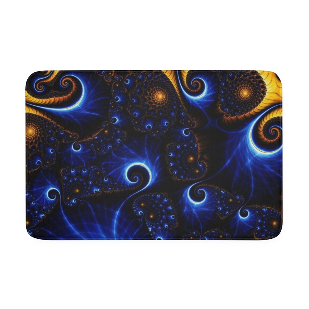 memory foam bath mat “Blue and yellow graphics”