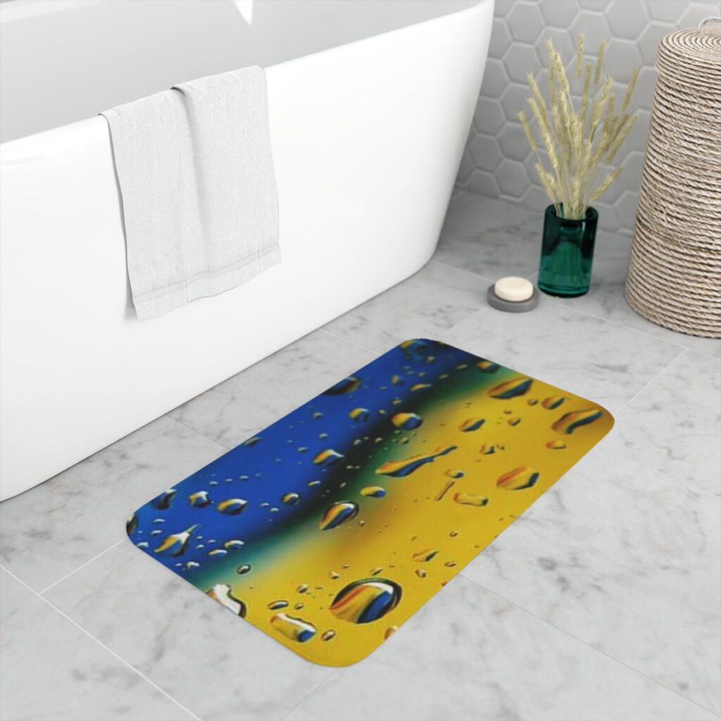 memory foam bath mat “Drops on the glass”