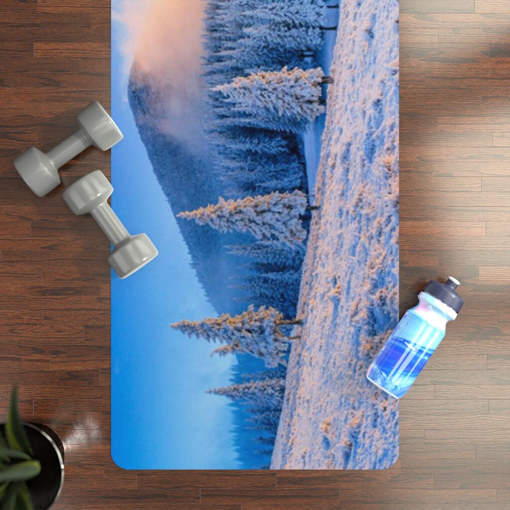 rubber yoga mat “Ukrainian winter Carpathians”