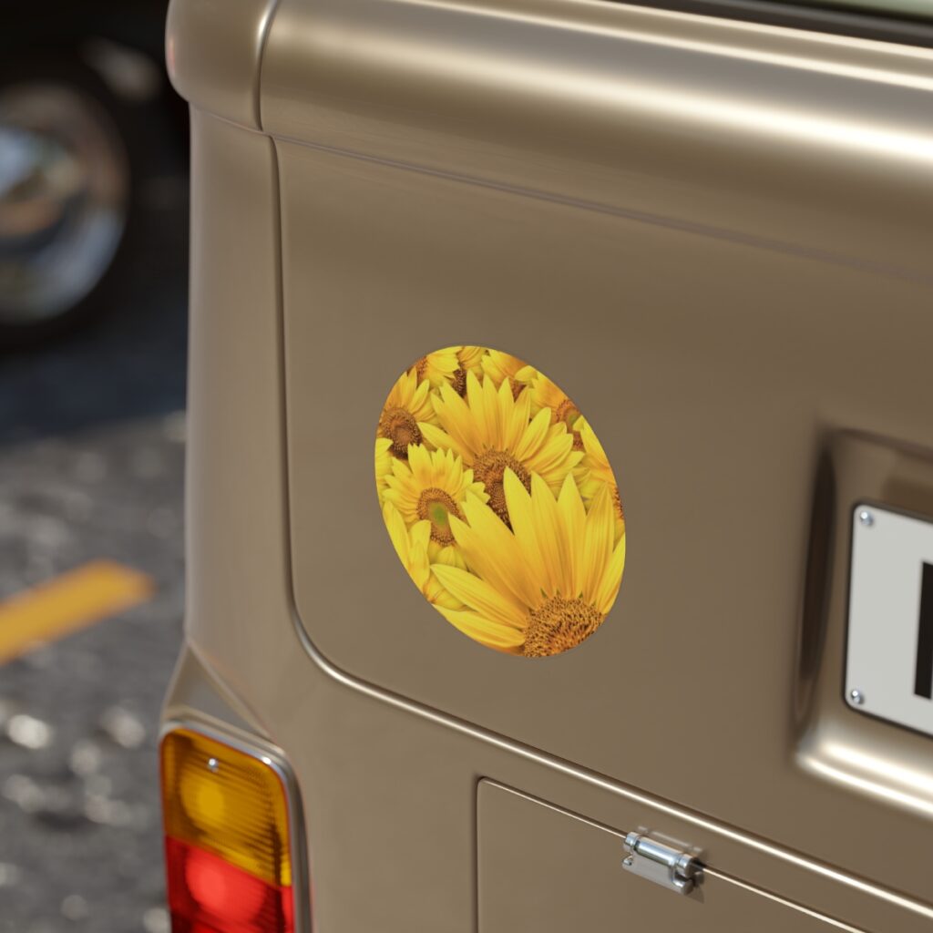 transparent outdoor stickers, round “Ukrainian sunflowers”