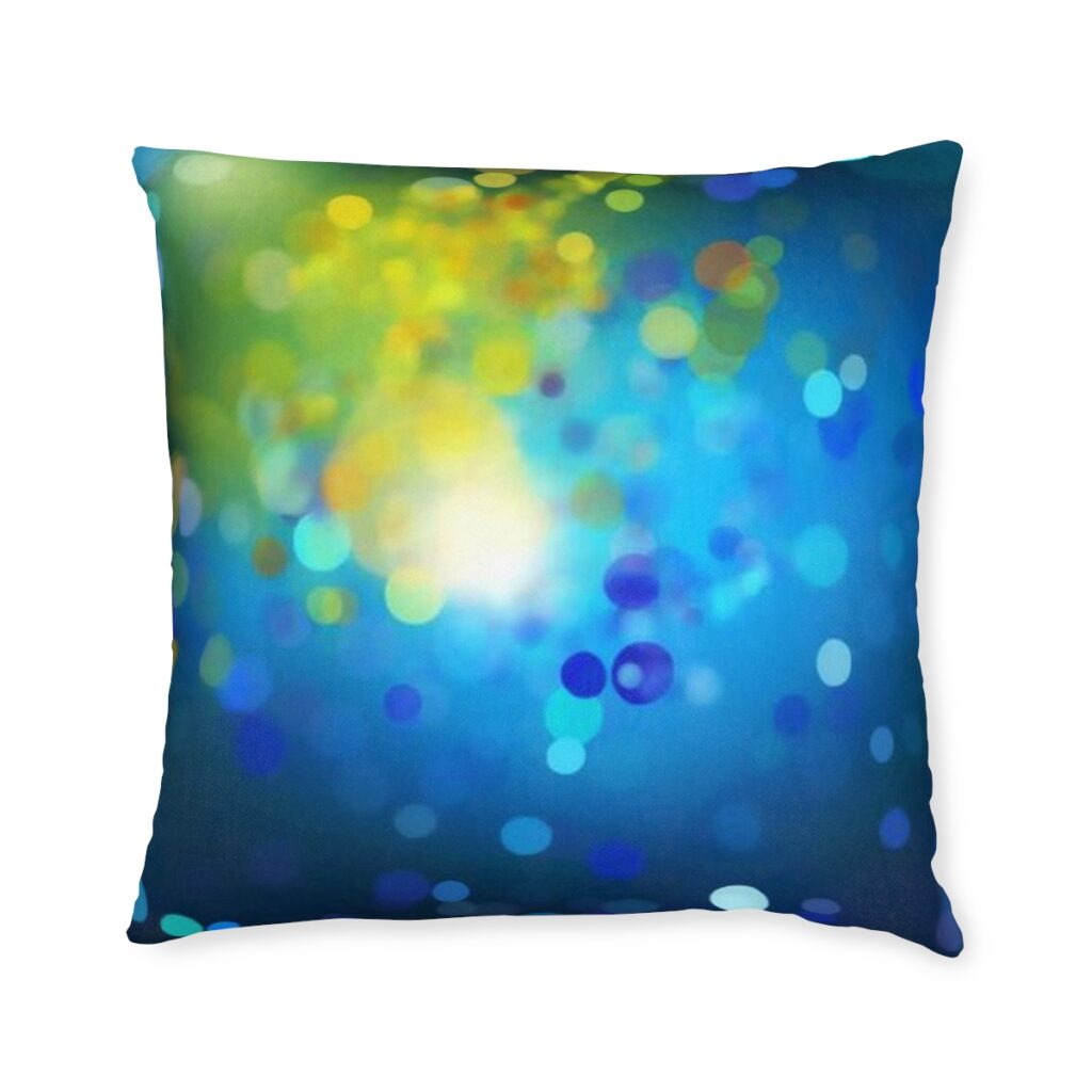 square pillow “Blue and Yellow Glitter”