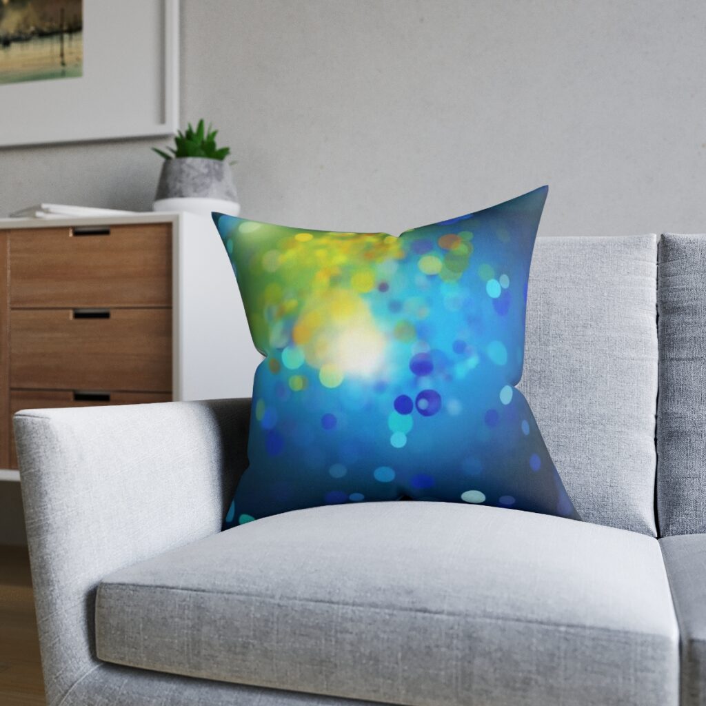 square pillow “Blue and Yellow Glitter”