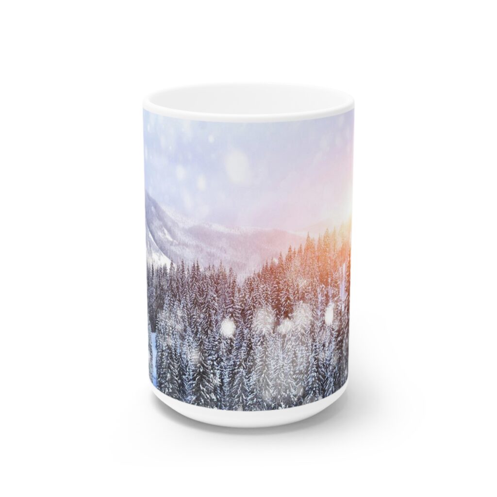 white ceramic mug “Ukrainian winter Carpathians”