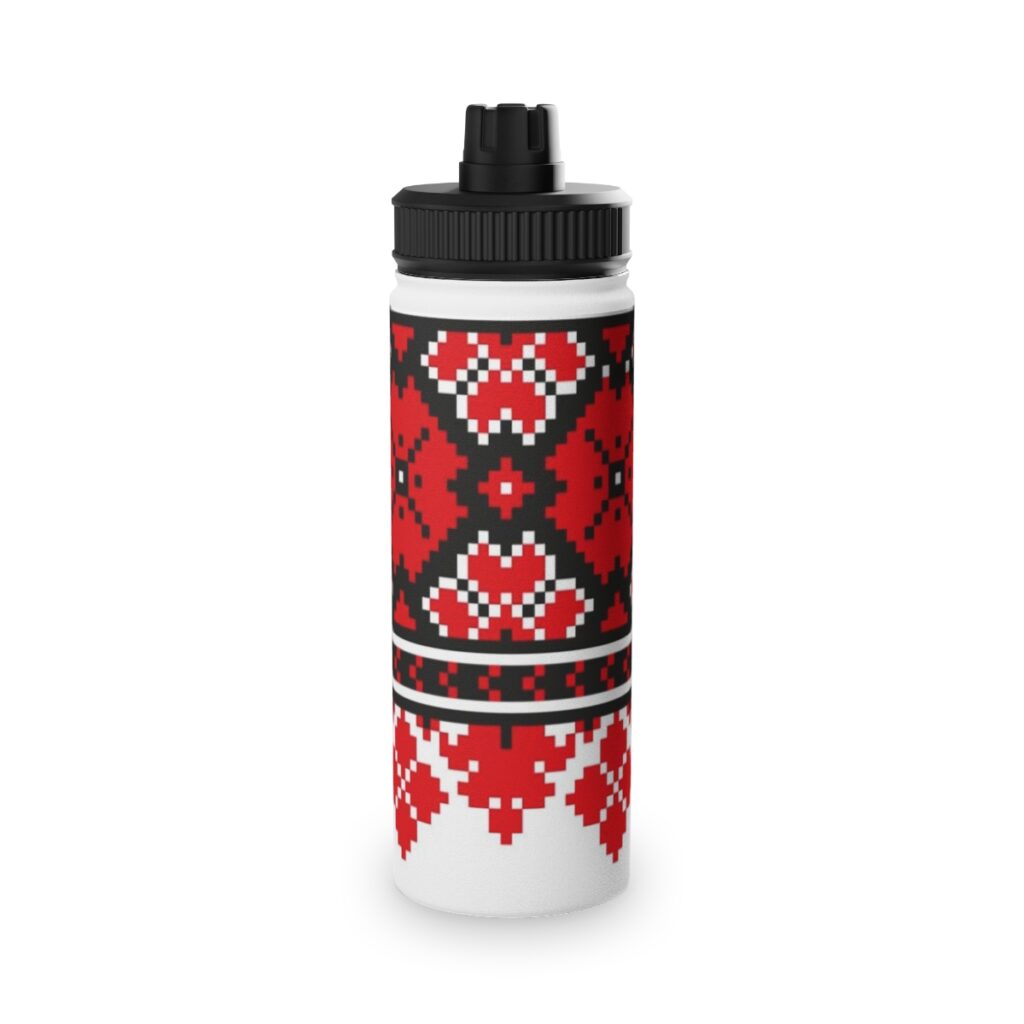 stainless steel water bottle, sports lid “Ukrainian style”