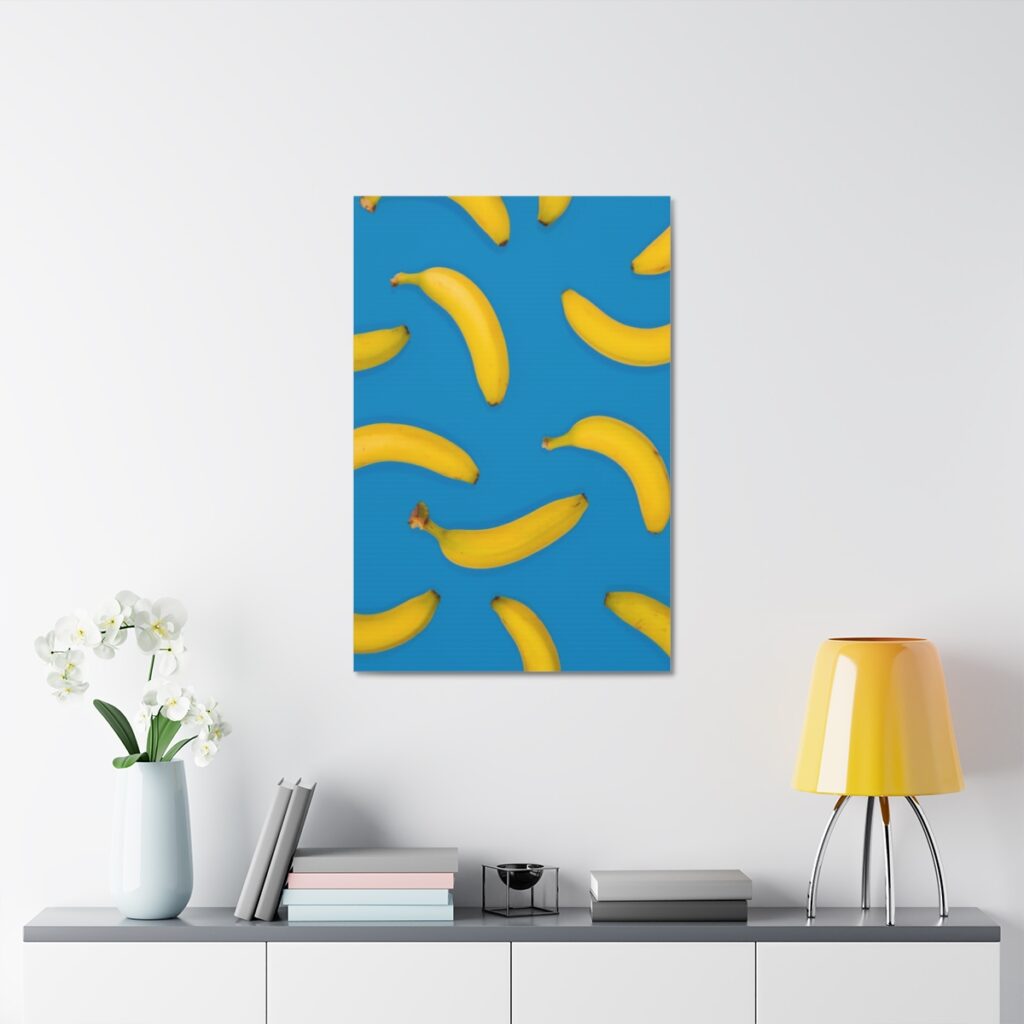 satin canvas, stretched “Blue and Yellow Bananas”