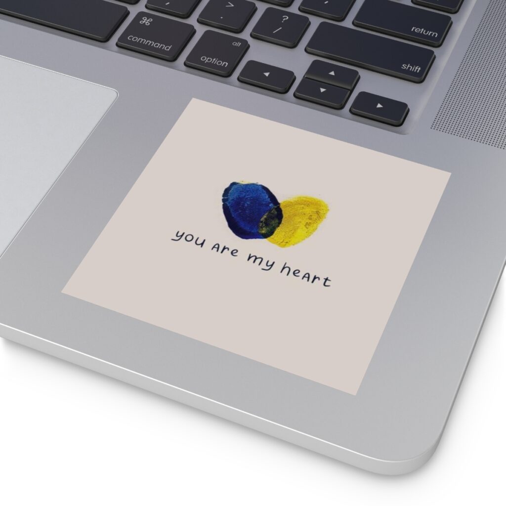 laminate stickers, square “You are my heart”