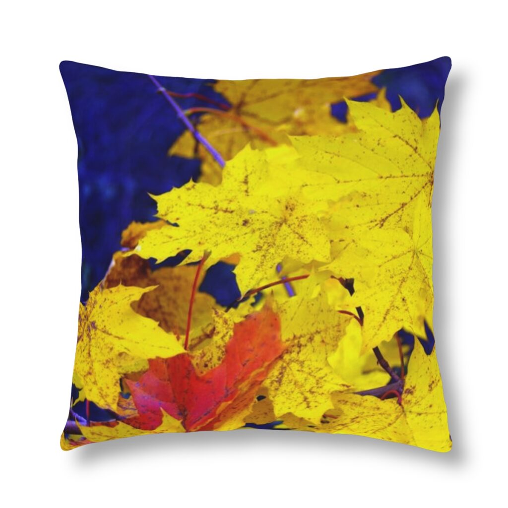 waterproof pillows “Blue-yellow autumn leaves”