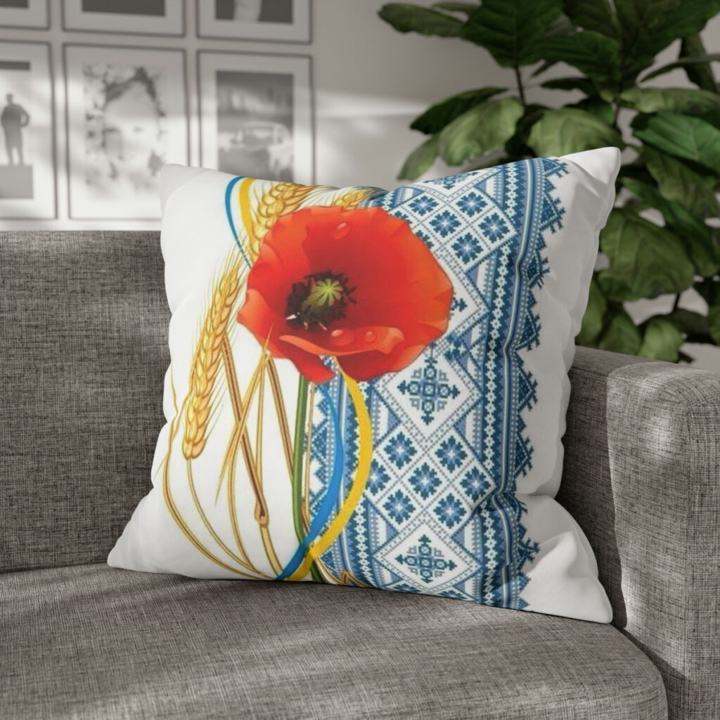 spun polyester pillowcase “Ukrainian poppy”