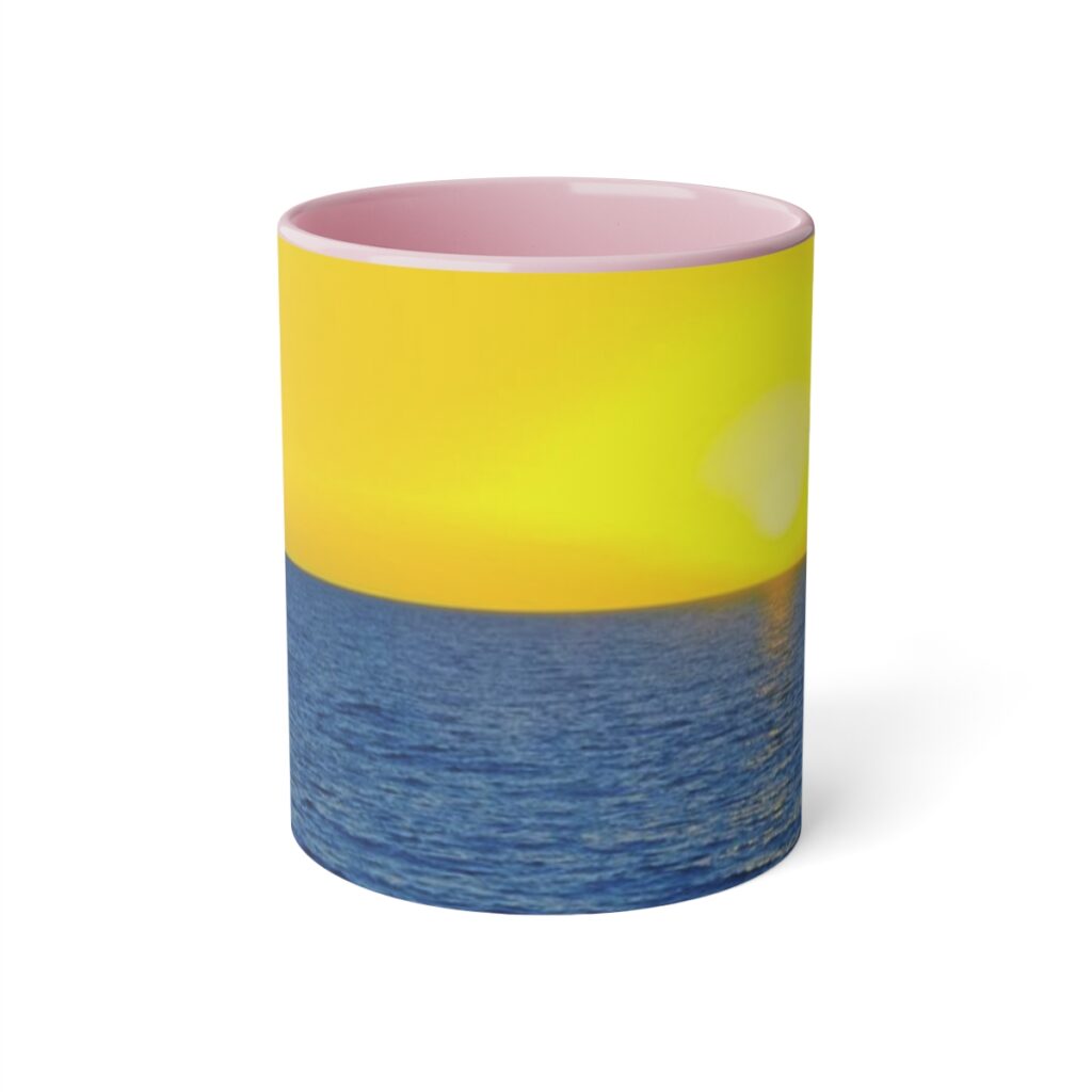 white accent mug “Blue-yellow landscape”