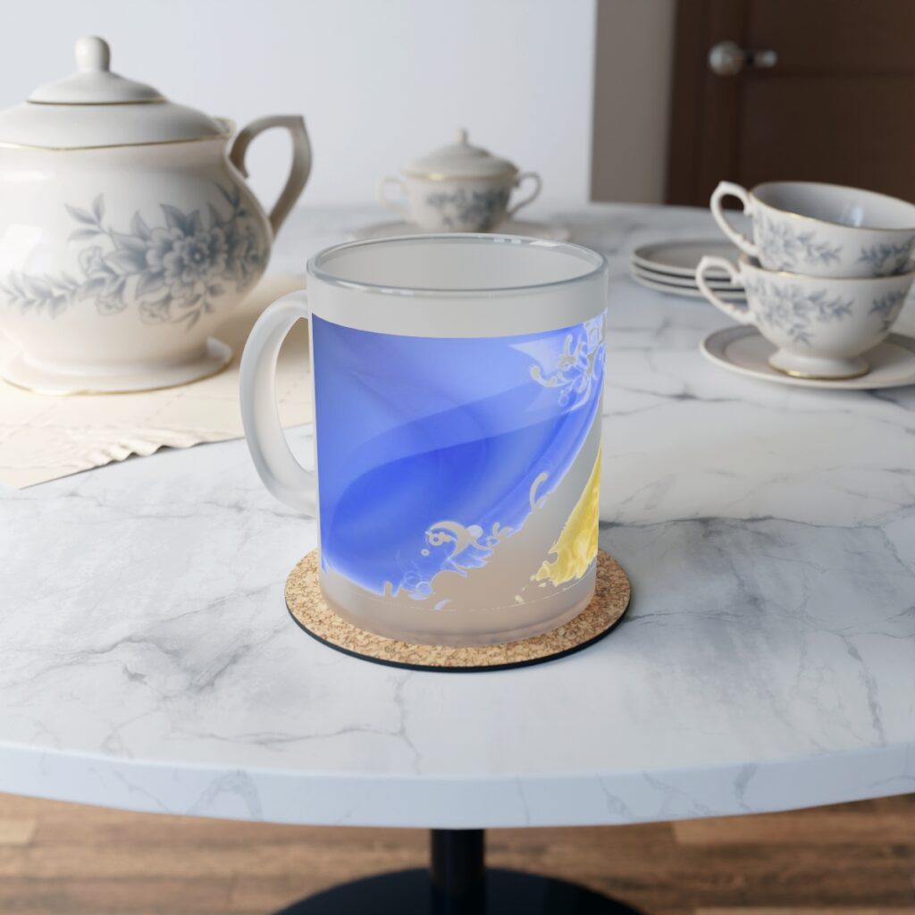 frosted glass mug “Blue and Yellow”