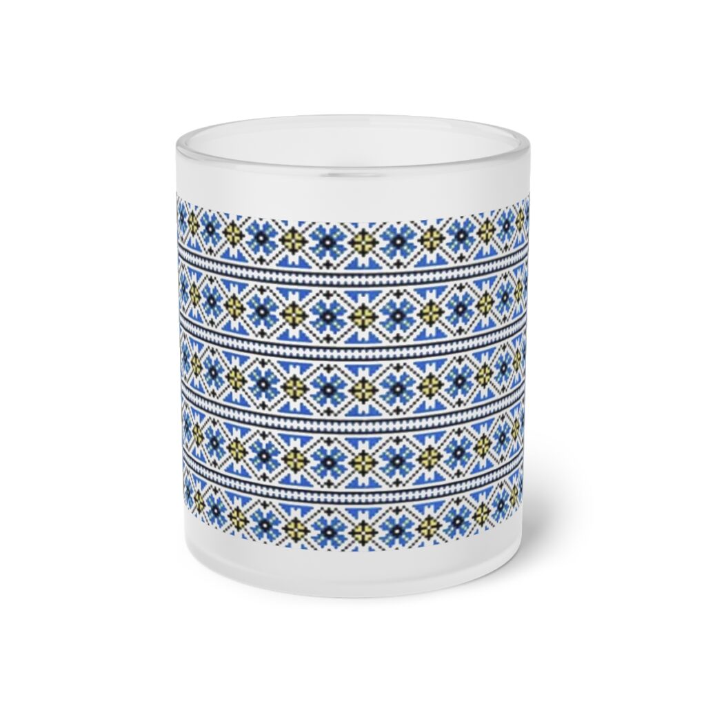 frosted glass mug “Ukrainian ornament”