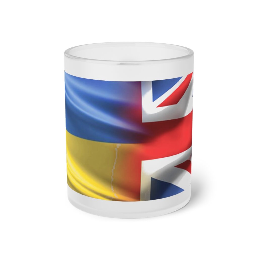 Frosted Glass Mug “Ukraine and England”