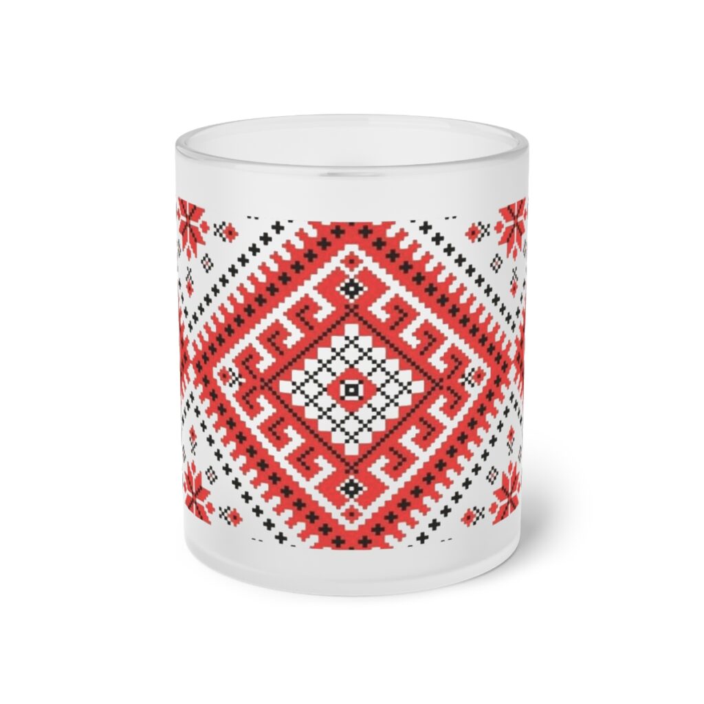 frosted glass mug “Ukrainian embroidery”