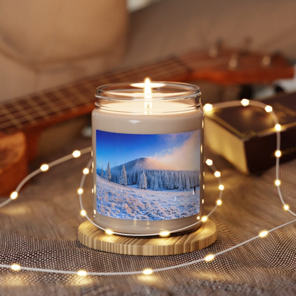 scented soy candle “Ukrainian winter Carpathians”