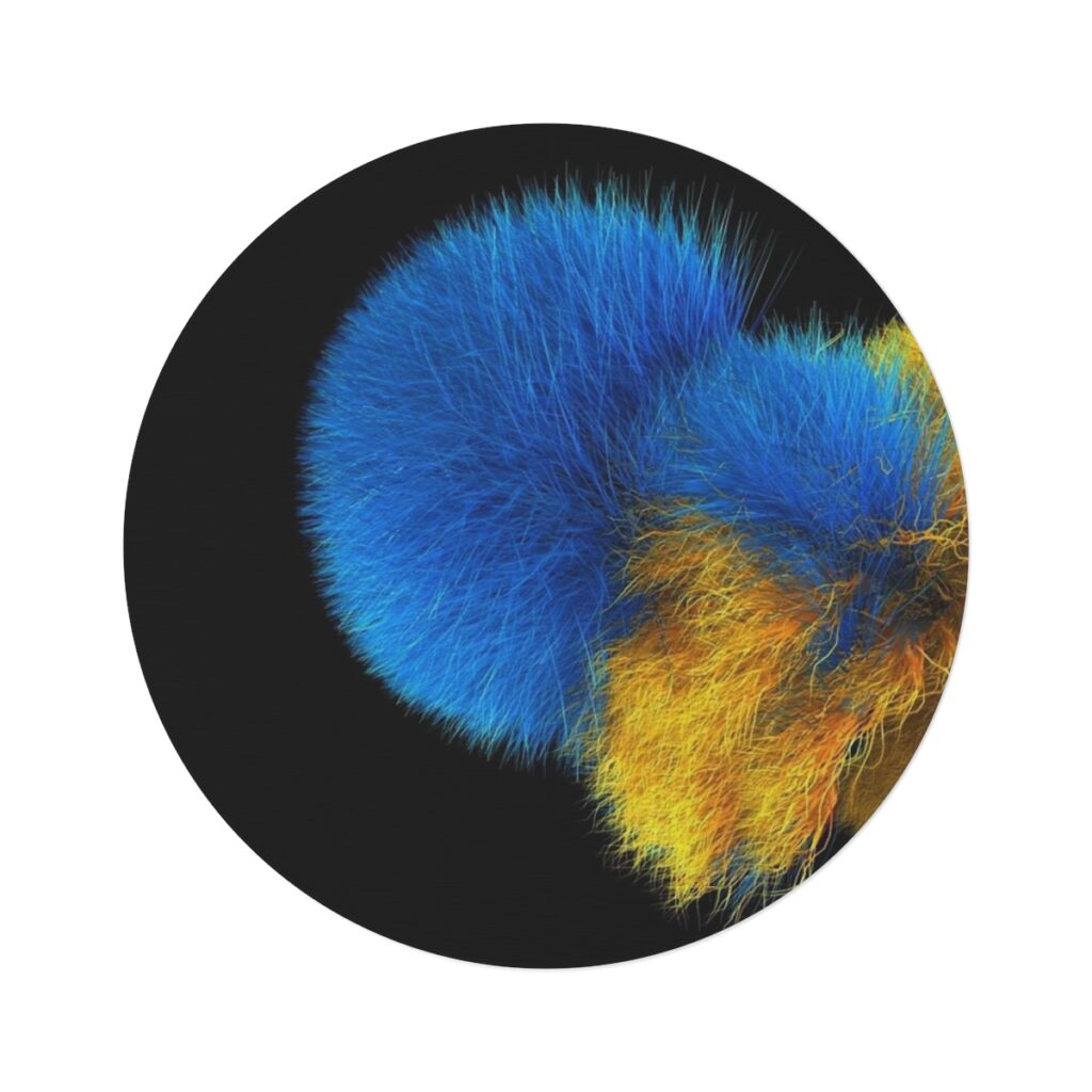 round rug “Blue-yellow layers”