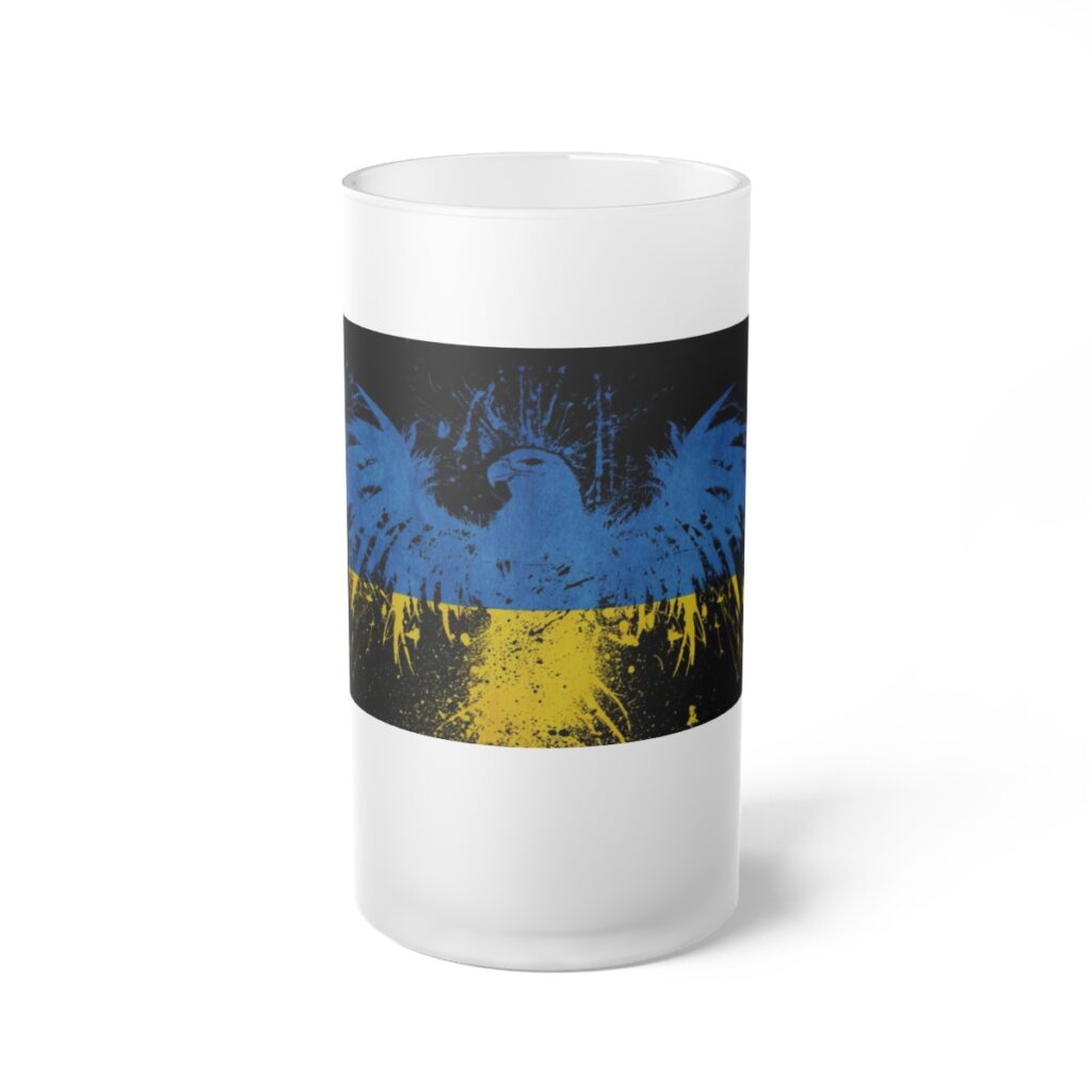 frosted glass beer mug “Ukrainian bird”