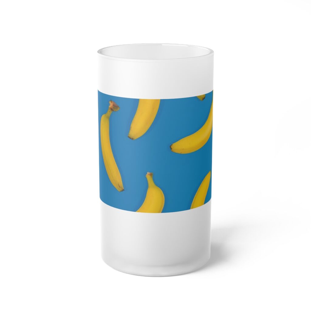 frosted glass beer mug “Blue and Yellow Bananas”