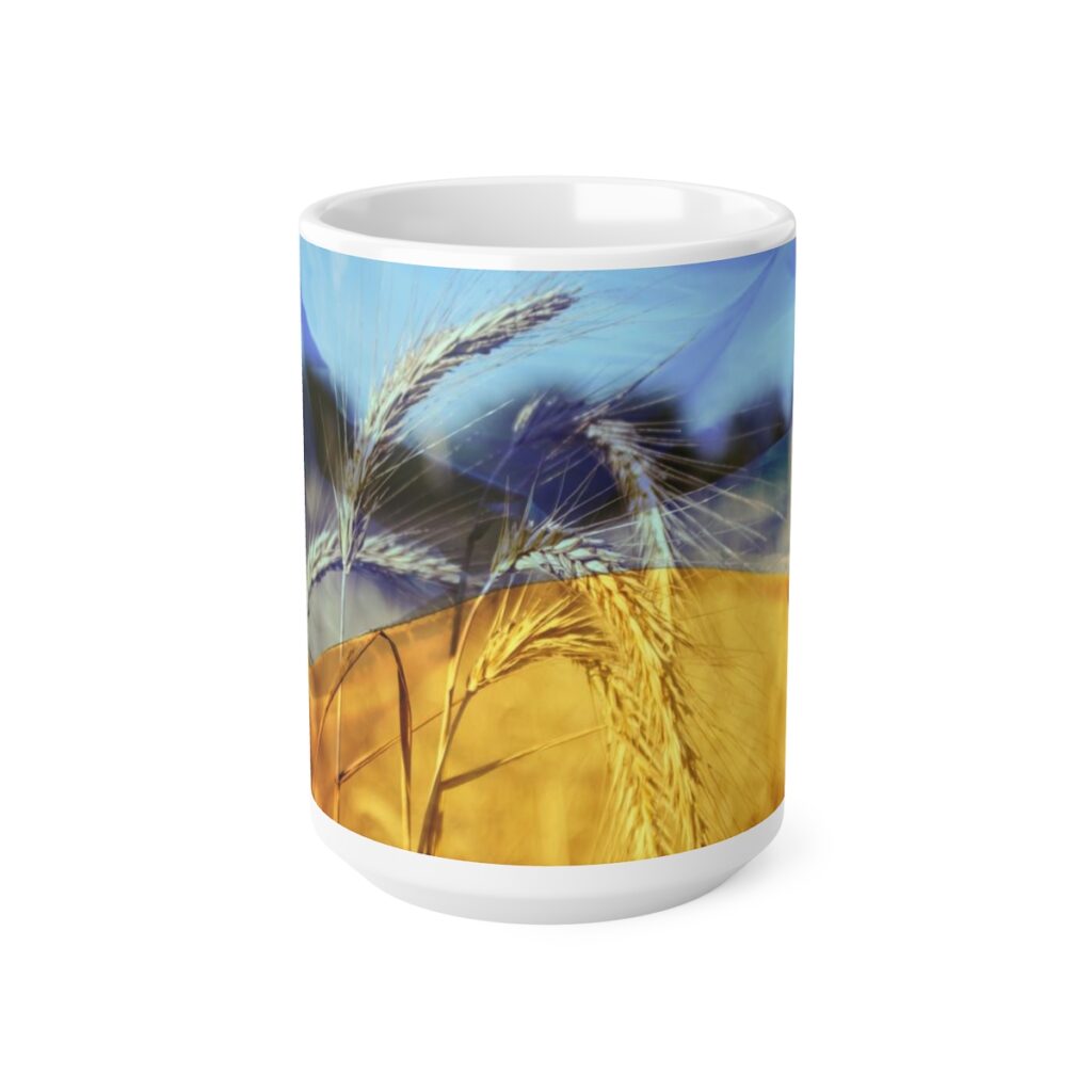 ceramic coffee cups, 11oz, 15oz “Ukrainian Wheat”