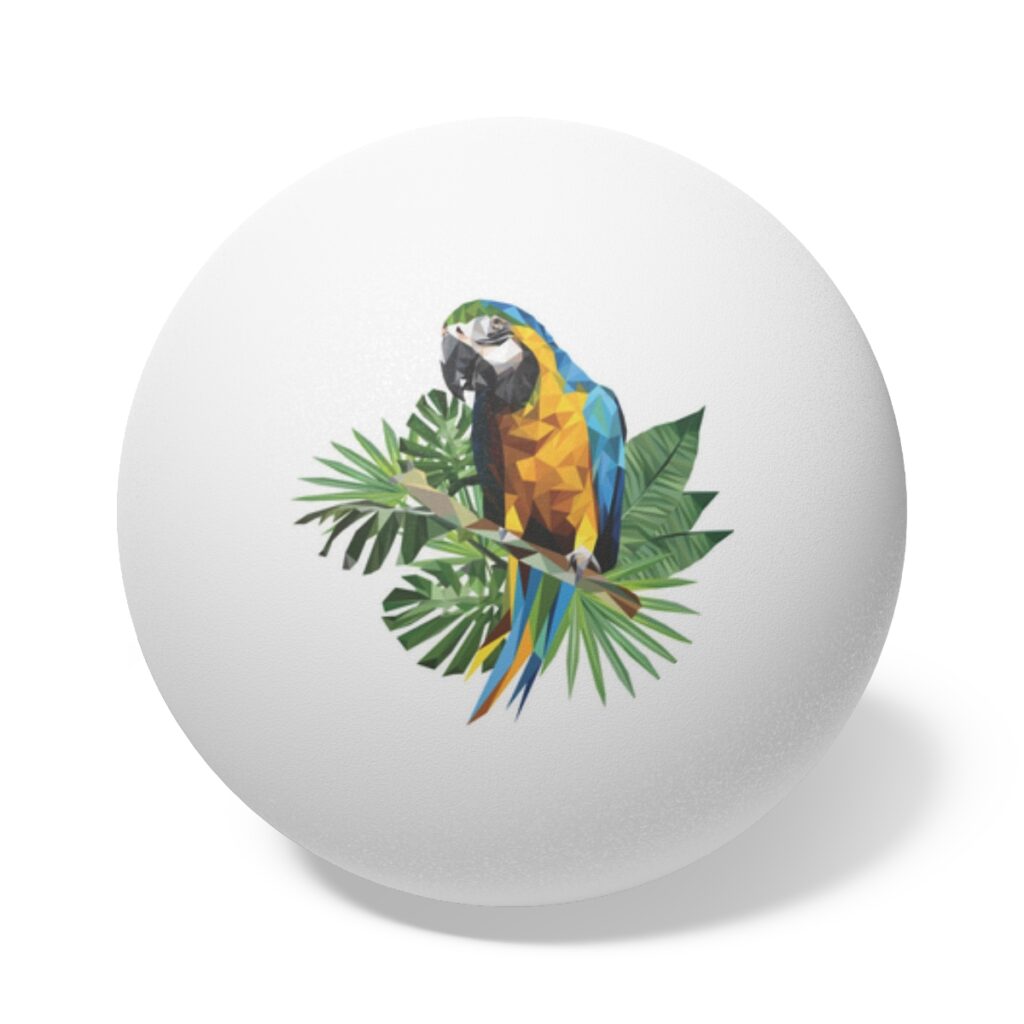 ping pong balls, 6 pcs “Blue and Yellow Parrot”