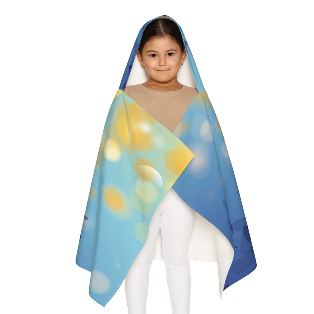 youth hooded towel “Blue and Yellow butterflies”