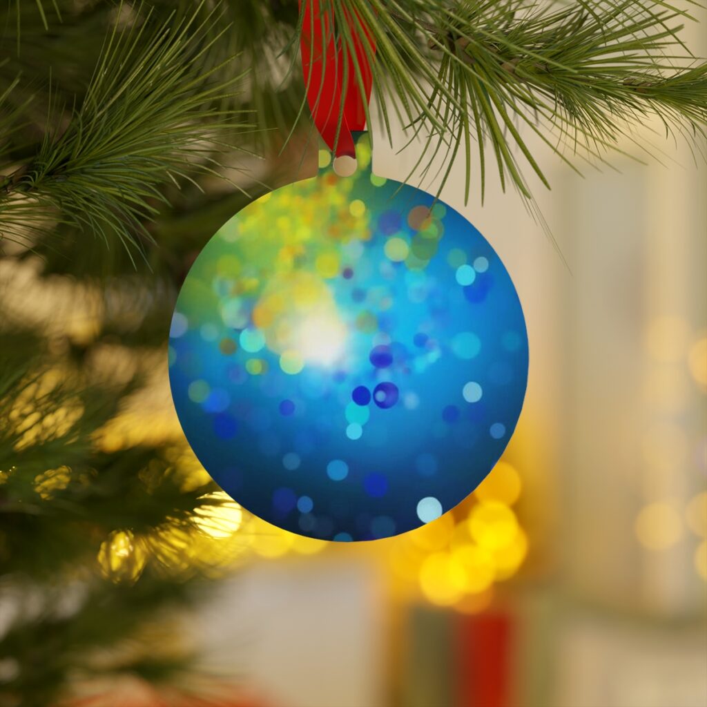 metallic ornament “Blue and Yellow Glitter”