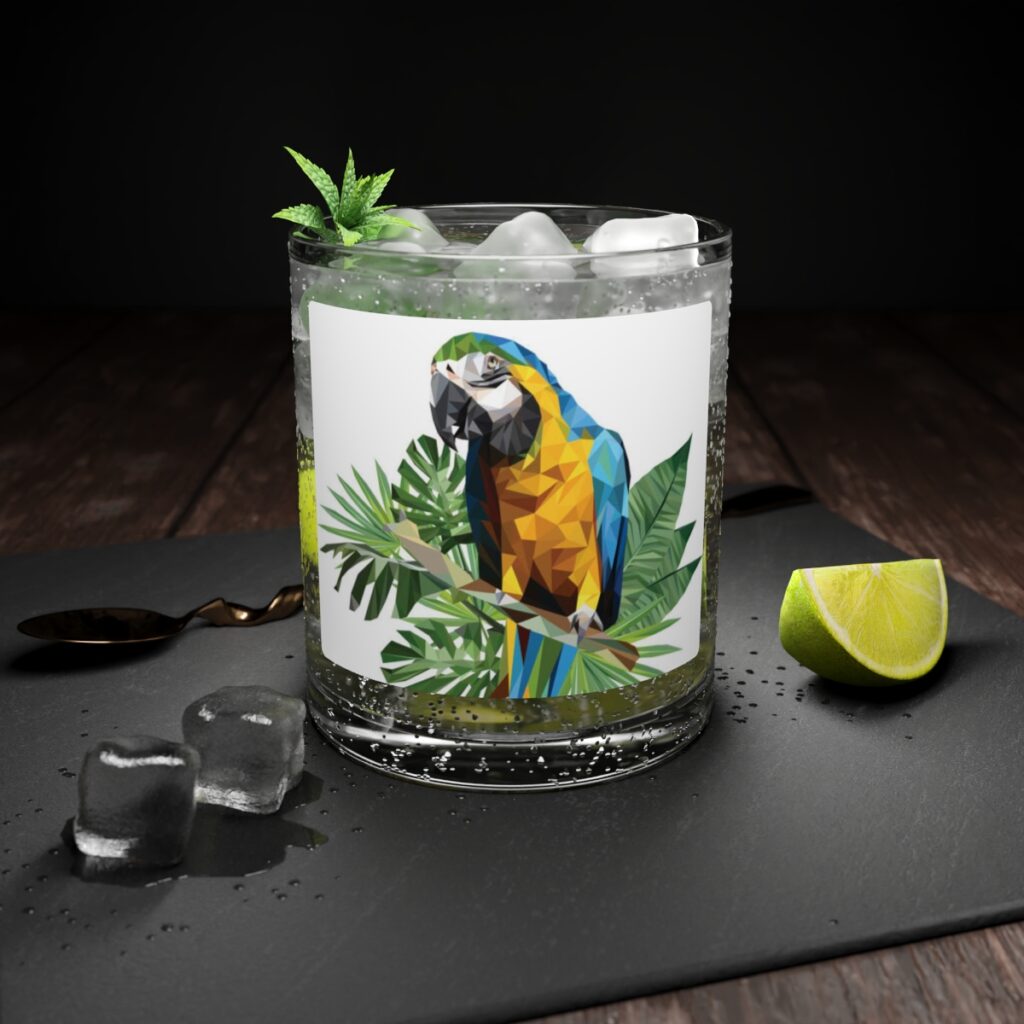 bar glass “Blue and Yellow Parrot”