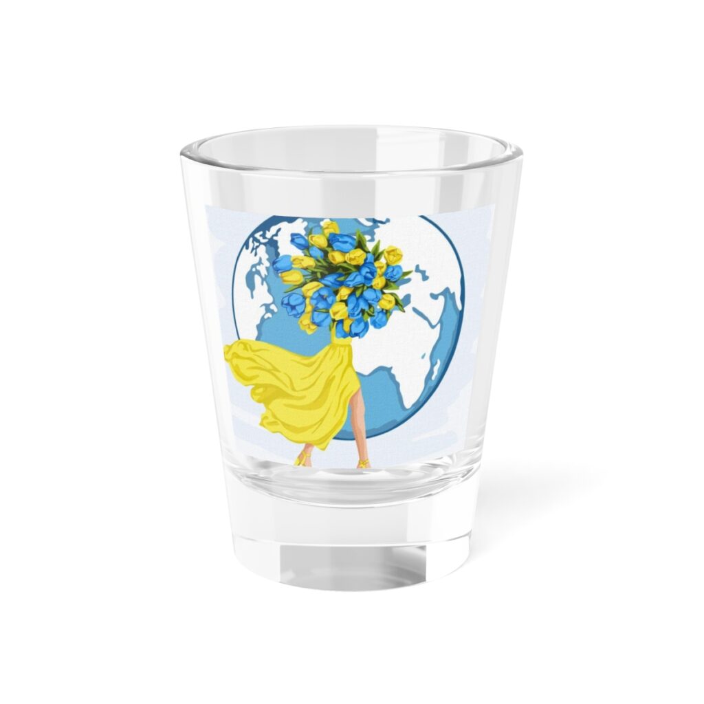 shot glass “blue-yellow planet”