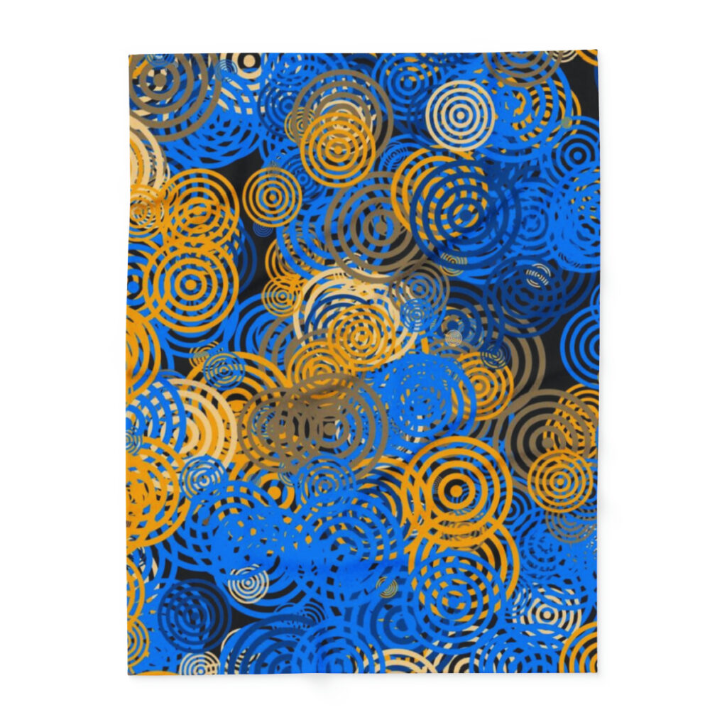 arctic fleece blanket “Blue and yellow circles”